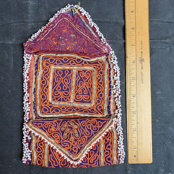 Kuchi Embroidered Pouch Wallet Central Asian Handmade Beaded Wide - Picture 3 of 6